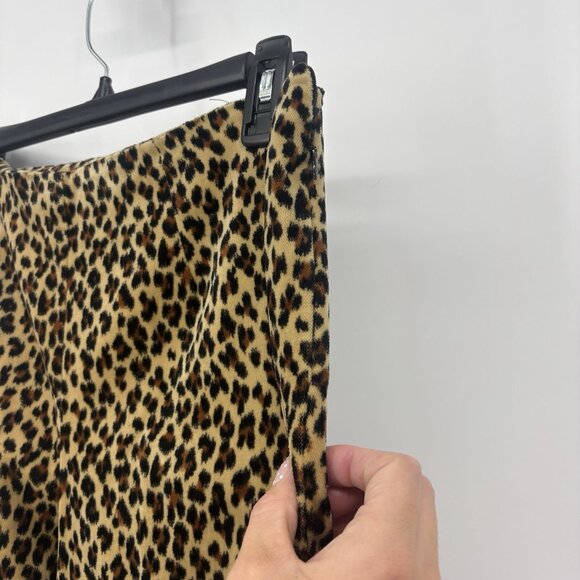 Vintage 90’s Leopard Print Velvet High Rise Flare Pants Womens Size 8 - Picture 4 of 8